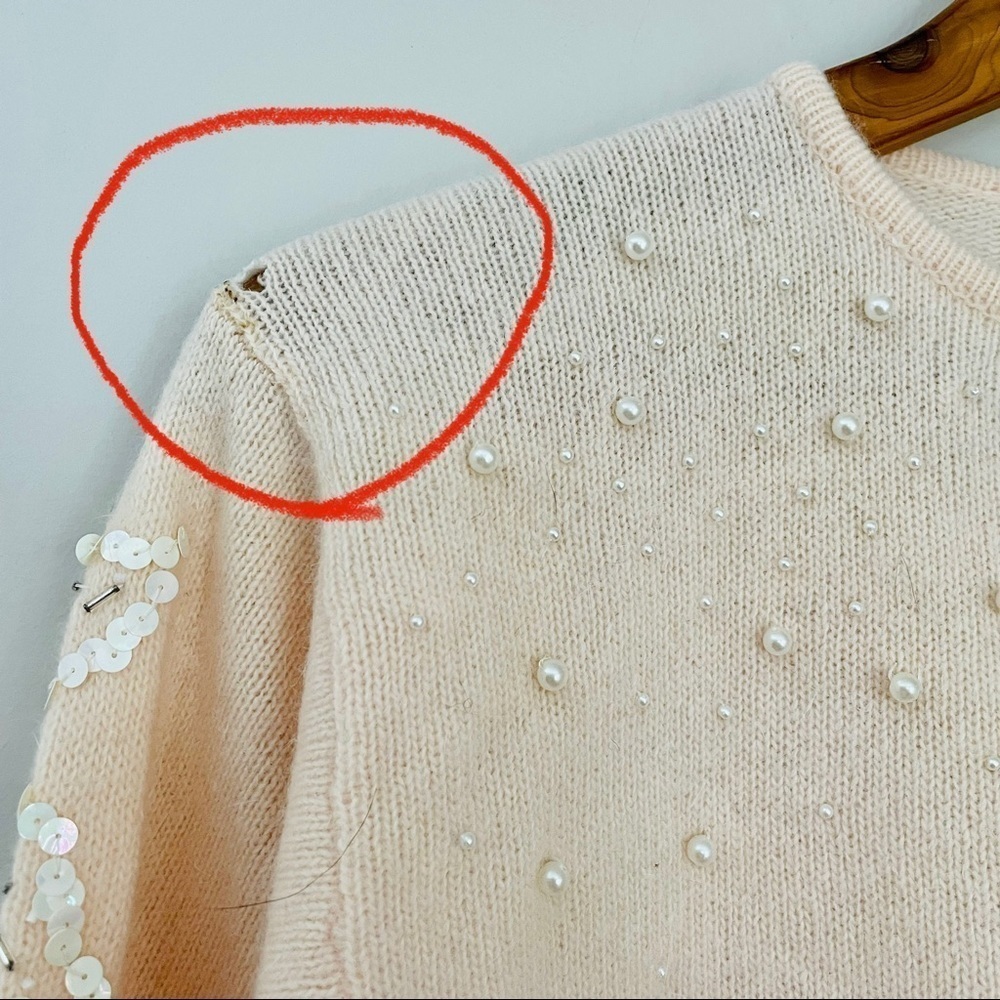 Vintage Marisa Christina Beaded Pearl Embellished Angora Sweater - Picture 10 of 13